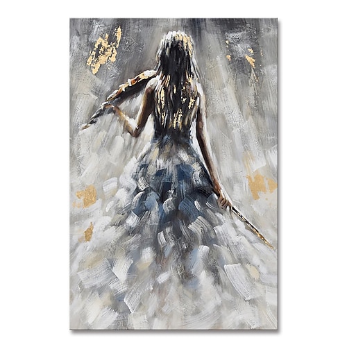 Mintura handgefertigte Figur Ölgemälde auf Leinwand Wandkunst Dekoration modernes abstraktes Mädchenbild für Wohnkultur gerolltes rahmenloses ungedehntes Gemälde Image