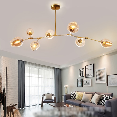 Multi Heads Magic Bean Kronleuchter warmes weißes Licht kreative Kunst moderne Wohnzimmerlampe heteromorph nordisch einfache Molekularglaskugel Esszimmer ac110v ac220v Image