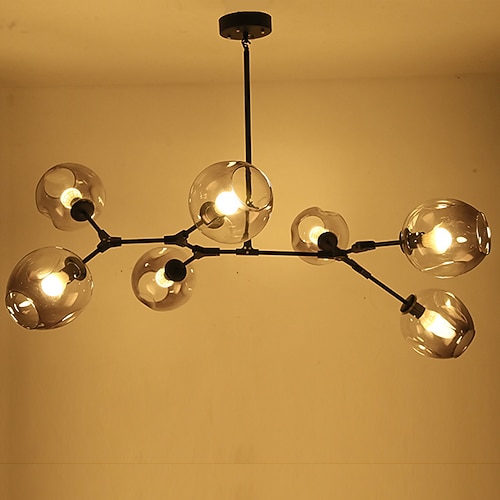 Multi Heads Magic Bean Kronleuchter warmes weißes Licht kreative Kunst moderne Wohnzimmerlampe heteromorph nordisch einfache Molekularglaskugel Esszimmer ac110v ac220v Image