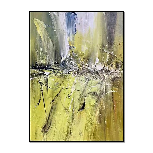 handgefertigtes Ölgemälde auf Leinwand, Wandkunst, Dekoration, Zao Wou-kis abstrakter, moderner Stil für Zuhause, horizontales Wohnzimmerdekor, gerolltes, rahmenloses, ungedehntes Gemälde Image