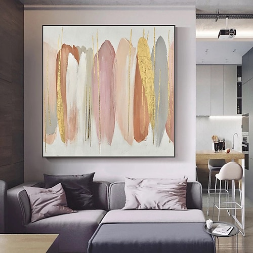 Mintura handgefertigte Ölgemälde auf Leinwand, Wandkunst, Dekoration, modernes abstraktes Goldfolienbild für Heimdekoration, gerolltes, rahmenloses, ungedehntes Gemälde Image