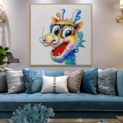 Mintura handgefertigte chinesische Sternzeichen-Ölgemälde auf Leinwand, Wandkunst, Dekoration, modernes abstraktes Tierbild für Wohnkultur, gerolltes, rahmenloses, ungedehntes Gemälde Image