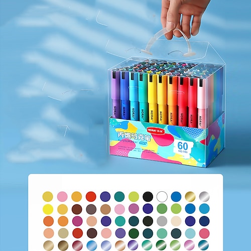 Doppelseitiger Acryl Marker Stift Für Kinder Zurück zur Schule Kunst DIY Graffiti Stift Undurchsichtig Wasserdicht Großes Volumen Ungiftig Gewaschen Aquarell Weihnachtsgeschenk Image