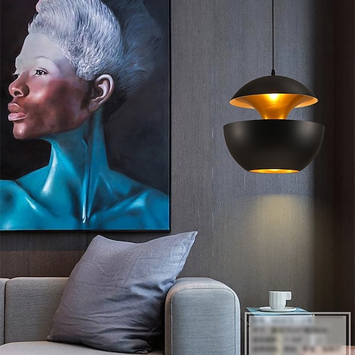 LED-Pendelleuchte, Deckenleuchte, 25 cm, 35 cm, rund, schlichtes Design, Schwarz, Gold, Weißgold, E27/E26, LED-Lampe, Restaurant-Deckenleuchte, Arbeitszimmer, Bar, Schlafzimmer, Lampe, AC220V, AC110V Image