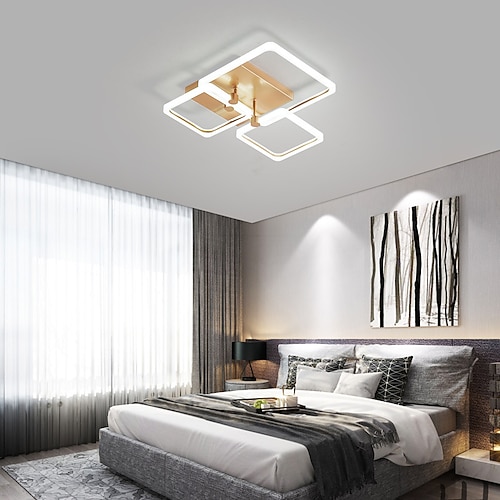 40cm 47cm LED Deckenleuchte moderne nordische quadratische Acryl stufenlose dimmende Deckenleuchte Gold nordische moderne Wohnzimmer Schlafzimmer Esszimmer Image