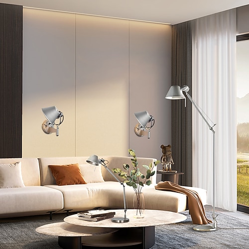 2 Stück Schwingarm-Wandleuchte, Stehleuchte, Tischlampe, industrielle Leseleuchte für Schlafzimmer, Nachttisch, Wandmontage, Wandleuchten für Schlafzimmer, Wohnzimmer, Arbeitszimmer, E27, 110–240 V Image