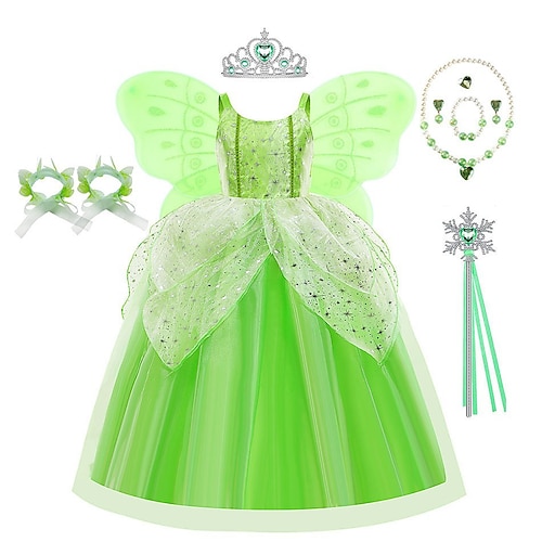 Buchwoche 2026 Märchen Prinzessin Tiana Blumenmädchenkleid Themenparty-Kostüm Tüllkleider Cosplay for Mädchen Kinder Karneval Maskerade Hochzeit Hochzeitsgast Image