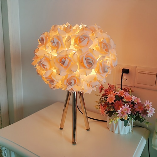 tischlampe moderne hochzeit dekoration ehe 3000-6000k schlafzimmer schreibtischlampe kreative rosen blume licht wohnzimmer lampe nachttischlampen Image