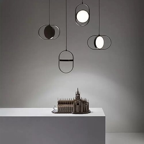 LED-Pendelleuchte, modern, 3 Farben, Nachttischleuchte, Metall, Acryl, Esszimmer, Bar, Metall, galvanisiertes Kabel, verstellbar, 110–240 V Image