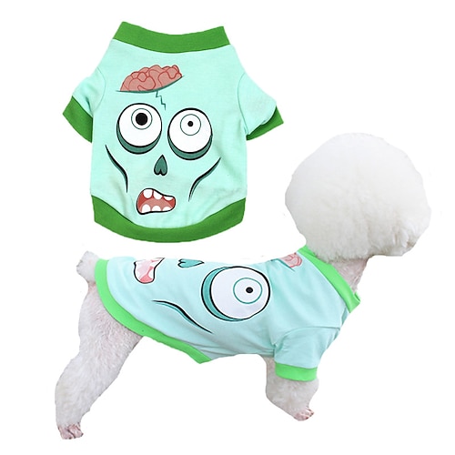 Hund Katze Hemd / T-Shirt Party Lustig Wasserdicht Atmungsaktiv Weich Waschbar Bequem Outdoor Halloween Alltagstauglich Hundebekleidung for Bichon Frise Zwergspitz Baby Haustier Papillon Klein Image