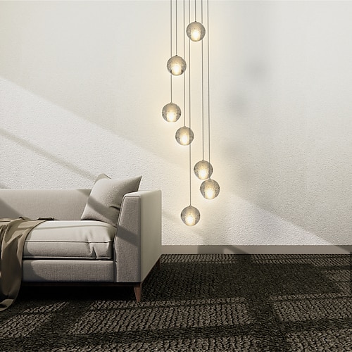 7-flammig 10 (4 ) Kristall-LED-Pendelleuchte Kugelförmiges Design Metallcluster Chrom modern zeitgenössisch für Esszimmer 90-240 V Image