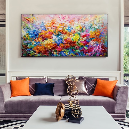 Ölgemälde handgemachte handbemalte Wandkunst abstrakte Landschaft Dekoration Dekor gestreckter Rahmen fertig zum Aufhängen Image