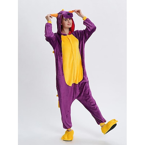 Karnevalskostüm 2026 Tier Drachen Zeichentrick Karneval Kigurumi-Pyjamas Ausgefallene Kostüme Onesie-Kostüm Warm Lustiges Kostüm Bequem Erwachsene Unisex Männer und Frauen Halloween Karneval Party Image