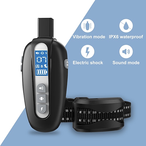 Hundetraining Schockhalsband für Hunde mit Fernbedienung Ferngesteuert Hund 2 Wiederaufladbares Hundehalsband Hunde Reflektierend Wasserdicht Trainer Anti Bark Wiederaufladbar ABS PC Image