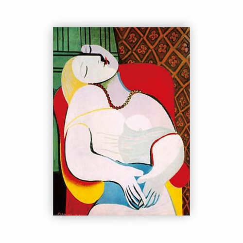 Handgefertigtes, handgemaltes Ölgemälde, Wandkunst, Pablo Picasso, Le Reve, Mädchen vor einem Spiegel, Carving-Gemälde, Heimdekoration, Dekor, gerollte Leinwand, kein Rahmen, ungedehnt Image