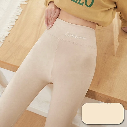 Damen Strumpfhosen Leggings Thermische Unterwäsche Gemütliche Leggings Mode Knöchellang Hohe Taille Einfach Thermowarm Po-Lifting Komfort Hohe Elastizität Alltagstauglich Hautfarben Schwarz Rosa Image