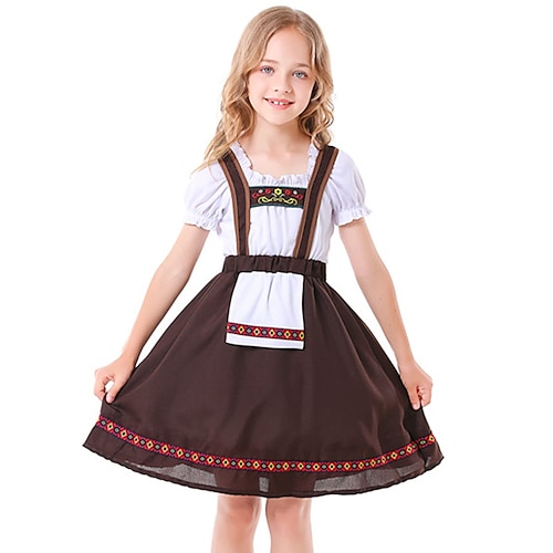 Oktoberfest Dirndl Trachtenkleider Dirndlbluse Oktoberfest / Bier Bayerisch Bayerisch Wiesn Traditioneller Stil Wiesn Mädchen Stoff im traditionellen Stil Bluse Kleid Image