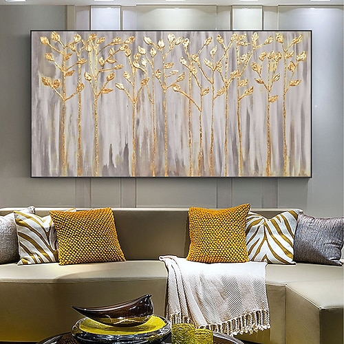 Handgefertigtes, handgemaltes Ölgemälde, Wandkunst, bunter Baum, Heimdekoration, Dekoration, gerollte Leinwand, kein Rahmen, ungedehnt Image