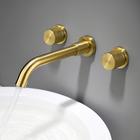 Waschbecken Wasserhahn, Messing Wandmontage Doppelgriffe Nickel gebürstet Luxus-Design gebürstetes Gold-Finish weit verbreiteter Waschraumhahn mit Heiß- und Kaltschalter