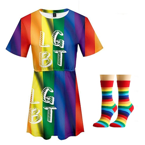 Kleid Socken Regenbogen 3D Party Grafik für Damen Erwachsene 3D-Druck für Karneval Pride Parade Pride-Monat Image