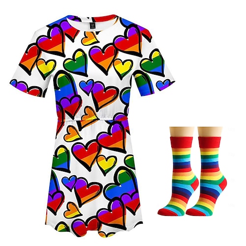 Schwulenstolz Regenbogenfahne LGBTQ LGBTQ Kleid Socken Regenbogen 3D Grafik Für Damen Erwachsene Karneval 3D-Druck Pride Parade Pride-Monat Image
