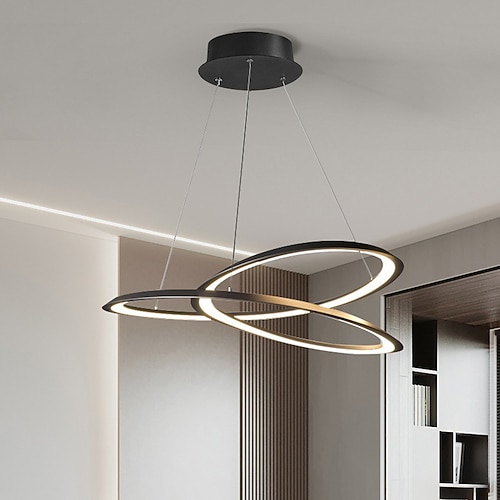 LED-Pendelleuchte, 60 cm, Aluminium-Acryl-Kreis, dimmbar, für modernes, einfaches Zuhause, Küche, Schlafzimmer, nur dimmbar mit Fernbedienung Image