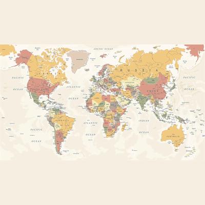 World Map Wallpaper Mural Vintage Atlas Wall Covering Sticker Peel and Stick Removable PVC/Vinyl Material Self Adhesive/Adhesive Required Wall Decor for Living Room Kitchen Bathroom