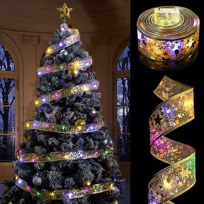 4m 5m 10m Christmas Decoration LED Ribbon Fairy Lights Christmas Tree Ornaments for Home DIY Bows Light String Navidad New Year