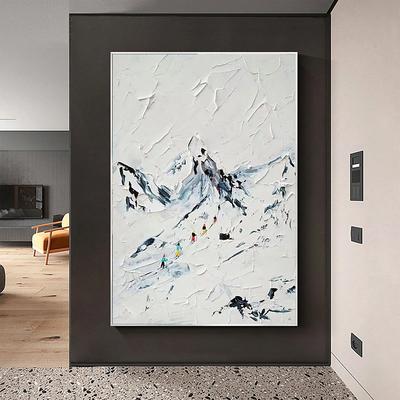 Abstract Painting Christmas Tree Original Art Hand-painted Winter Landscape Oil Painting Wall Art Winter Landscape Canvas Oil Snow Artwork For Christmas Decor tretched Frame Ready to Hang