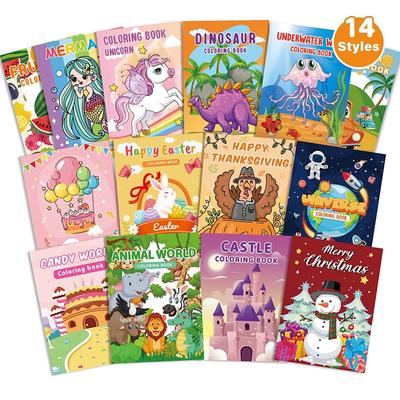 14 PCS Printing Coloring Book Printing Coloring Book for Student Girls Boys Cartoon Sticker Book