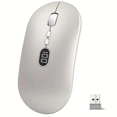 Wireless Lightweight Mouse With Battery Display Screen 2.4G Slim Portable Wireless Mice For Laptop Rechargeable Cordless Silent Click Computer Mouse Up To 1600 DPI For PC Mac Macbook Office