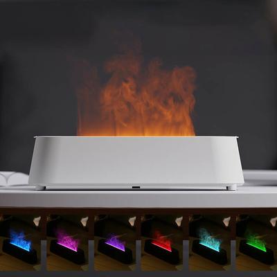 Creative 3D Simulation Flame Air Humidifier Household Colorful Atmosphere Light Intelligent Remote Control Humidifier USB Desktop Silent Large Fog Volume Humidifier Home Decor Room Decor