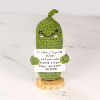 Cucumber Pendant Handmade Wool Crochet Knitted Cute Positive Energy Funny Doll Pendant Card