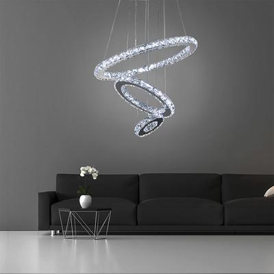 3 Rings LED Crystal Chandelier Pendant Lights Round Ring Ceiling Chandeliers Lights Lamp Hanging Fixtures for Dining Living Room Hotel Home 110-120V 220-240V