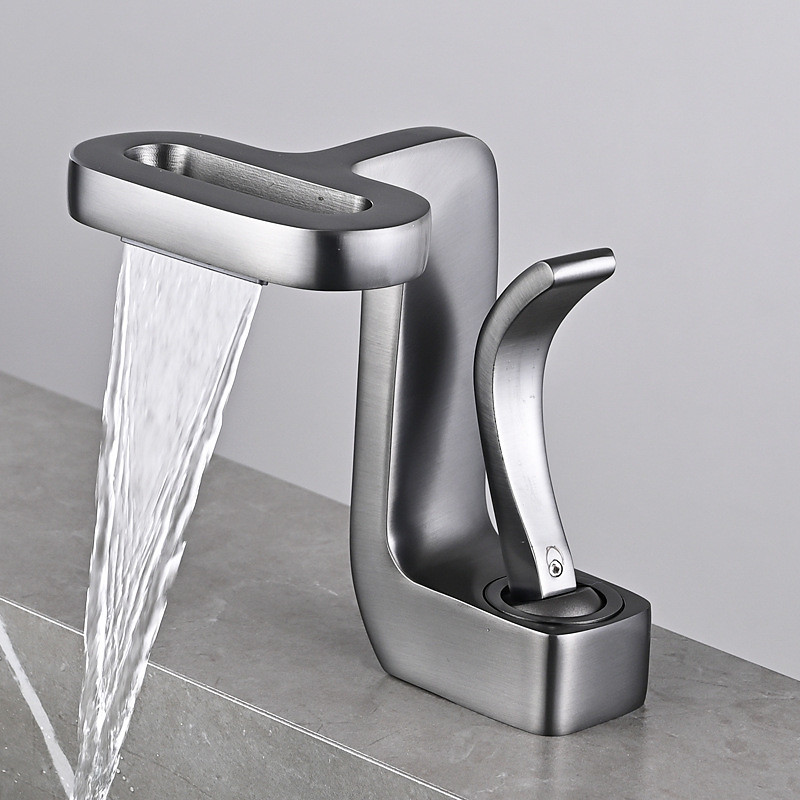 Bathroom Sink Faucet - Waterfall Electroplated Centerset Single Handle One HoleBath Taps