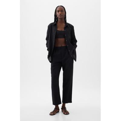 Gap Womens Black 100% Linen Long Sleeve Oversized Shirt - Black