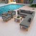 9-Piece Patio Rattan Furniture Set,With Acacia Wood Legs and Tabletop, PE Rattan Sectional Sofa Set with Coffee Table