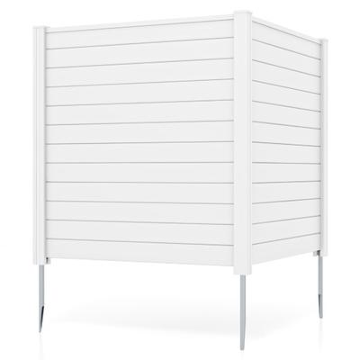 Costway Freestanding 48 x 48 Inch Air Conditioner Fence with Metal Ground Stakes-White