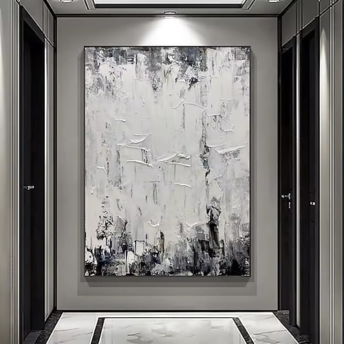 handgefertigte Ölgemälde Leinwand Wandkunst Dekoration moderne schwarz-weiß Einfachheit abstrakt für Wohnkultur gerollt rahmenloses ungedehntes Gemälde Image