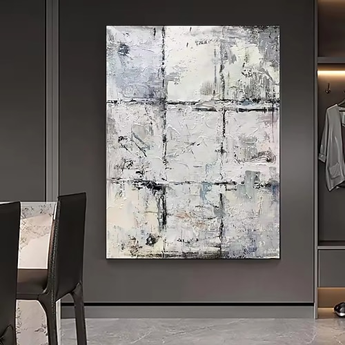 handgefertigte Ölgemälde Leinwand Wandkunst Dekoration moderne schwarz-weiß Einfachheit abstrakt für Wohnkultur gerollt rahmenloses ungedehntes Gemälde Image