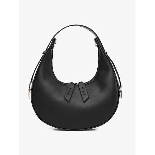 Damen Handtasche Schultertasche Abendtasche Aguette Tasche Halbrunde Tasche PU-Leder Party Festtage Hochzeitsfeier Schnalle Einstellbar Leichtgewichtig Multi-Carry Feste Farbe Schwarz Weiß