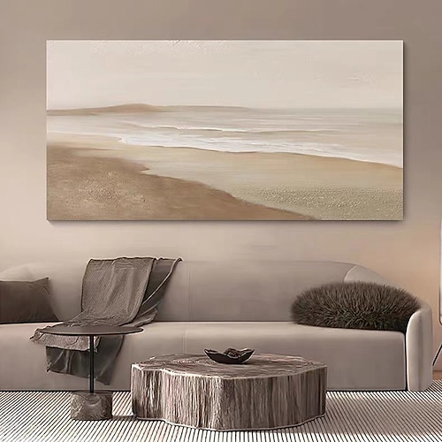 Ölgemälde Wabi Sabi Malerei handgemalt große beige Kunst braun 3D minimalistische Malerei auf Leinwand braun 3D Textur Wandkunst neutral beige Bogen Gips Malerei Image