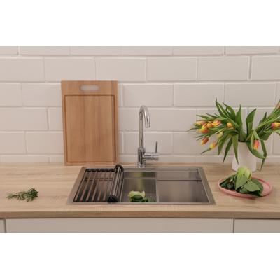 Edelstahlspüle RESPEKTA "San Diego", grau (edelstahl), B:61cm H:25,8cm T:48,4cm, Edelstahl, Küchenspülen, 61x48 cm, Workstation, ohne Hahnlochbank