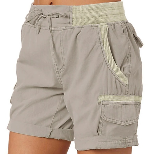 Damen Kordelzug Elastischer Bund Ripstop Schnelltrocknend Multi Pocket Blau Hellblau Cachi scuro Grau Blau Sommer Frühling Image