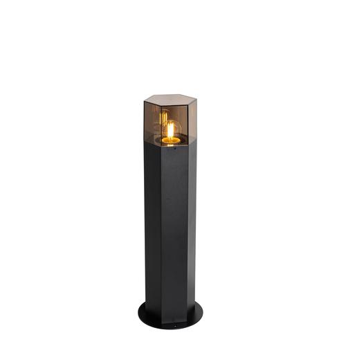 Stehende Außenlampe Schwarz mit Rauchglas Sechseckig 50 cm - Dänemark
