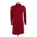 Jones New York Casual Dress - Sweater Dress Turtleneck Long Sleeve: Burgundy Dresses - Women's Size Small