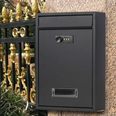 Vintage Wall Mounted Mailbox with Combination Code Rust Proof Metal Post Box for Home Office Gate Newspaper Mail Box