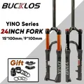 BUCKLOS Forcella pneumatica per bici da 24 pollici da viaggio 120mm Freno a disco Forcella con sospensione pneumatica Tubo da 28,6 mm XC AM Forcella pneumatica MTB Asse passante/Rilascio rapido