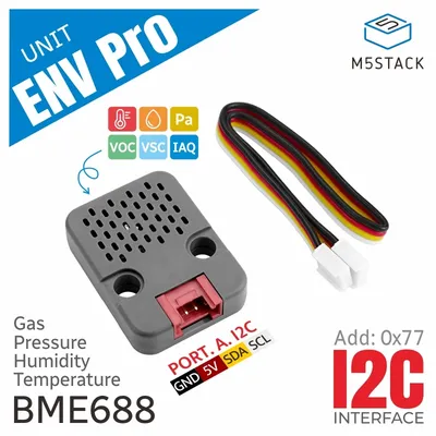 M5Stack Offizielle ENV Pro-Einheit mit Temperatur-, Luftfeuchtigkeits-, Druck- und Gassensor (BME688) Image
