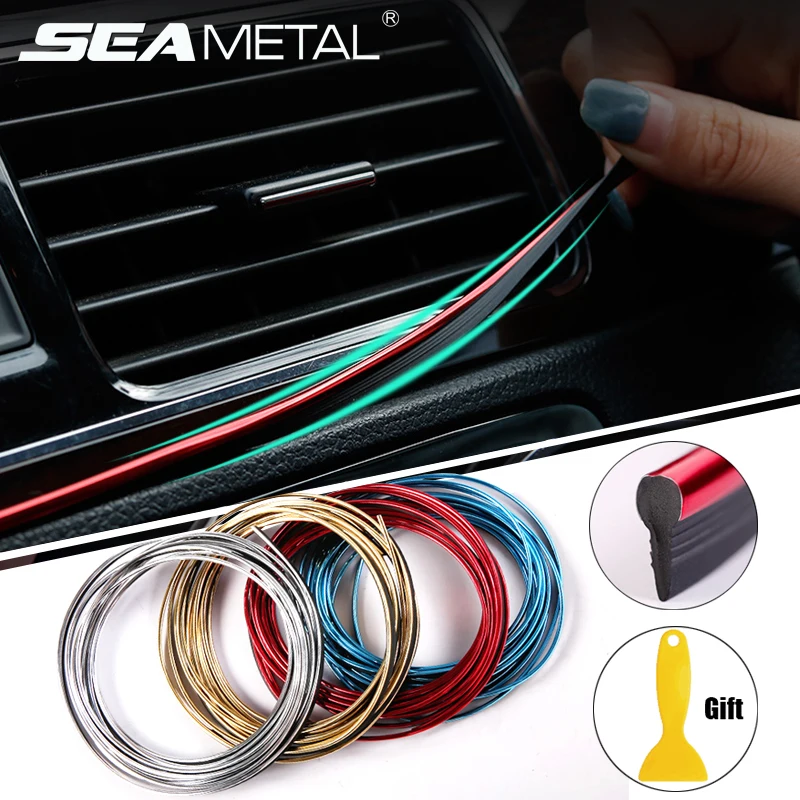 SEAMETAL 5 m Auto Moulding Streifen DIY Flexible Dashboard Dekoration Streifen Auto Tür Dekor Trim Mounding Innen Auto Zubehör Image